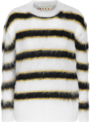 Marni White Black Yellow Stirped Mohair Sweater