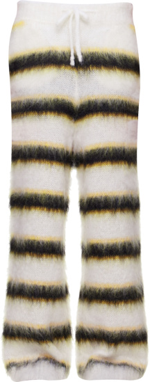 Marni White Black Yellow Striped Mohair Pants