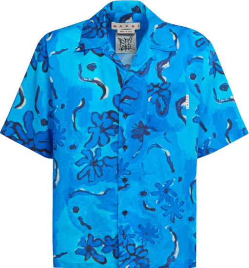 Marni X Flamiania Veronesi Blue Floral Bowling Shirt