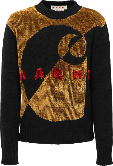 Marni X Carhartt Wip Black And Brown Chenille Logo Sweater