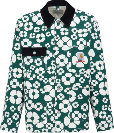 Marni X Carhartt Wip Green Floral Overshirt Jacket