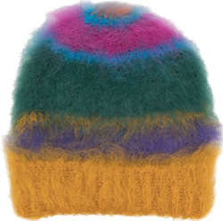 Marni Yellow And Multicolor Striped Mohair Beanie