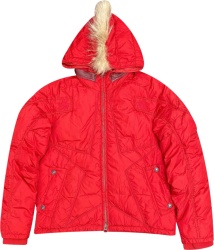 Martine Francoid Girbaud Red Fur Mohawk Puffer Jacket