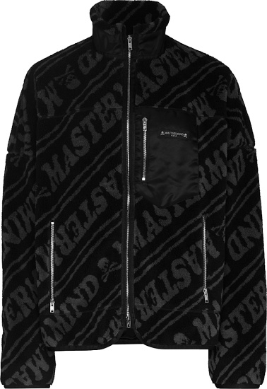 Mastermind Japan Black Allover Diagonal Logo Fleece Jacket