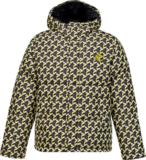 Mcm Black And Yellow Cubic Monogram Puffer Jacket
