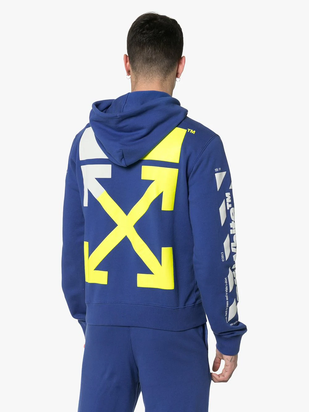 Off-White Blue & Yellow Diagonal Logo Hoodie | Incorporated Style