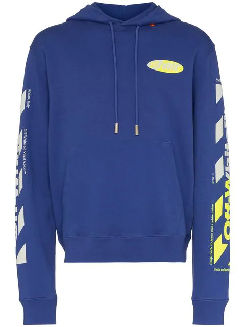 Off-White Blue & Yellow Diagonal Logo Hoodie | Incorporated Style