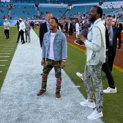Meek Mill Plays Catch In A Craig Green Jacket Fog Pants And Puma Sneakers