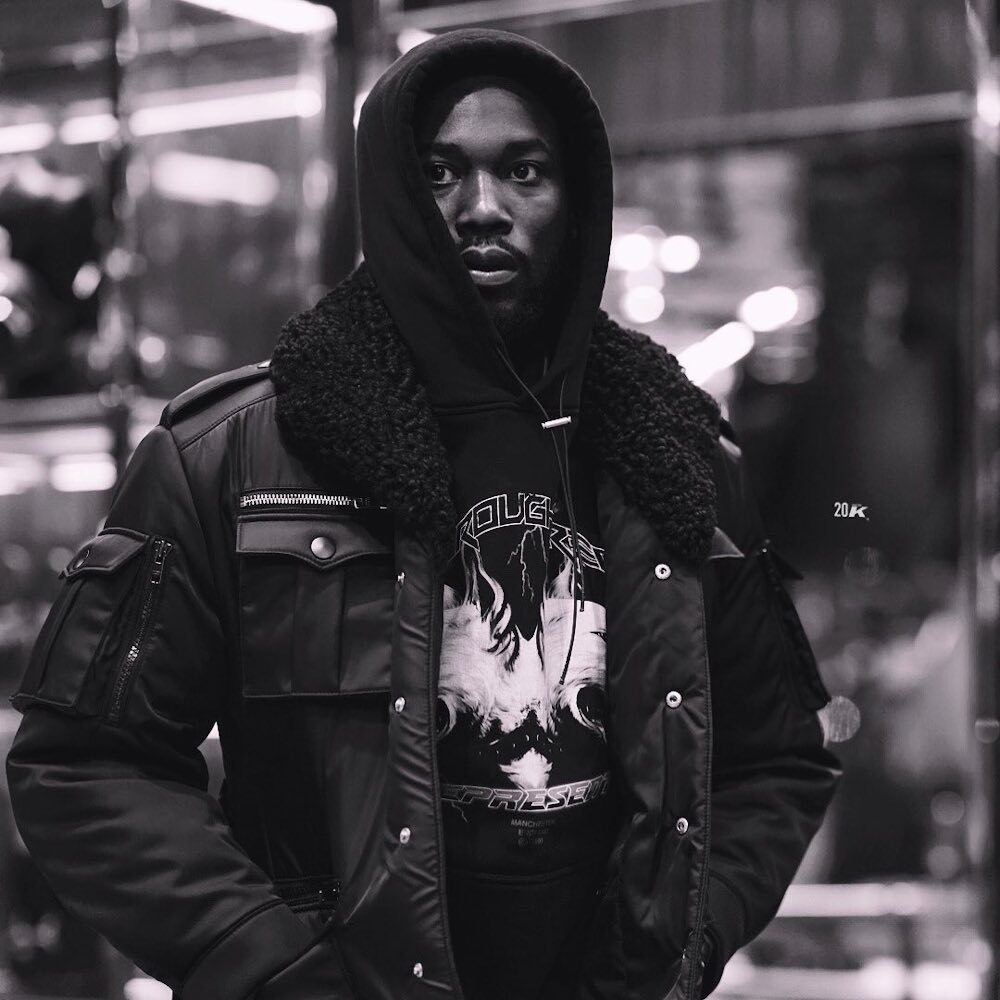 Meek Mill Wearing a Represent Hoodie With a Prada Bomber Jacket |  Incorporated Style
