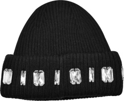 Melrose High Black Crystal Embellished Cuff Beanie Hat