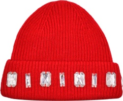 Melrose High Red Crystal Embellished Crown Of Cairo Beanie