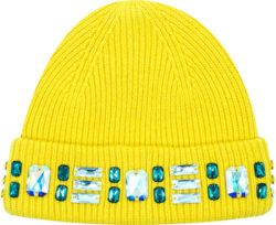 Melrose High Yellow And Multicolor Crystal Mosiac Cuff Beanie