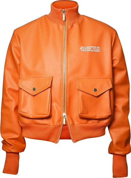 Mercy X Mankind Orange Leather Cargo Jacket