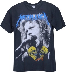 Metallica Black Vintage Double Skulls Logo T Shirt