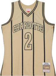 Mitchell And Ness Beige Stripes Larry Johnson Jersey