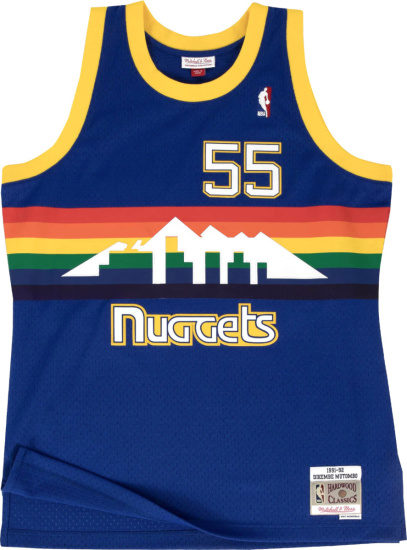 Mitchell And Ness Denver Nuggets Navy And Rainbow 55 Jersey