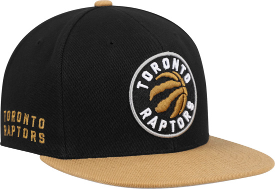 Mitchell And Ness Toronto Raptors Black And Beige Core Side Snapback Hat