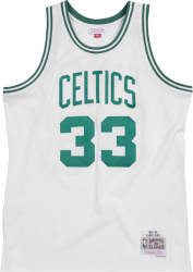Mitchell And Ness White And Green 33 Larry Bird Jersey