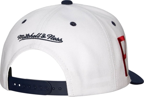 Mitchell Ness Phillies White And Navy Logo Snapbak Hat