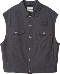 Miu Miu Dark Grey Wool Trucker Vest Ml922 1xmy F0480 S 231