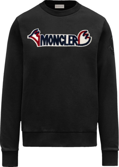 2 Moncler 1952 Black Rooster-Logo Patch Sweatshirt | INC STYLE