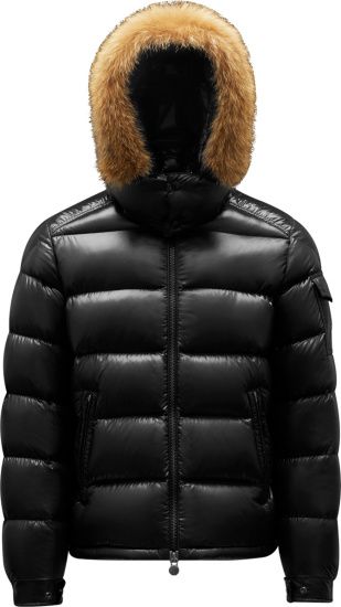 Moncler Black And Fur Hood Maya Puffer Jacket G20911a0017168950999