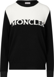 Moncler Black And White Panel Logo Crewneck Sweater