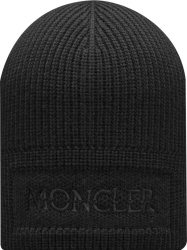 Moncler Black Ribbed Box Logo Beanie H20913b00003m1131999