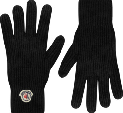Moncler Black Ribbed Knit Gloves