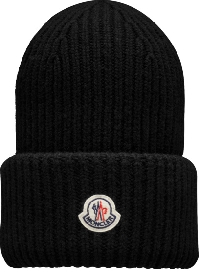 Moncler Black Ribbed Knit Beanie | INC STYLE