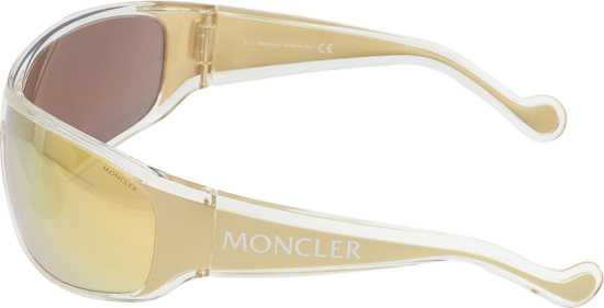 Moncler Clear And Gold Oversized Mirrored Sunglasses