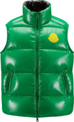Moncler Genius Green And Yellow Logo Sumido Down Vest