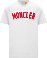 Moncler Genius White And Red Flocked Logo T Shirt