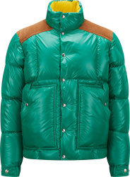 Moncler Green And Brown Panel Ain Down Puffer Jacket