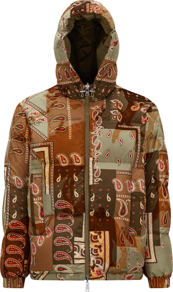 Moncler Green Brown Paisley Patchwork Chanze Down Jacket