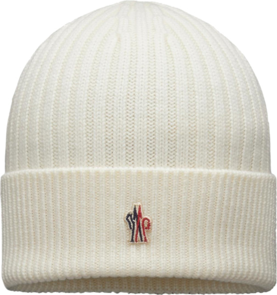 Moncler Grenoble Off White M Logo Patch Ribbed Beanie