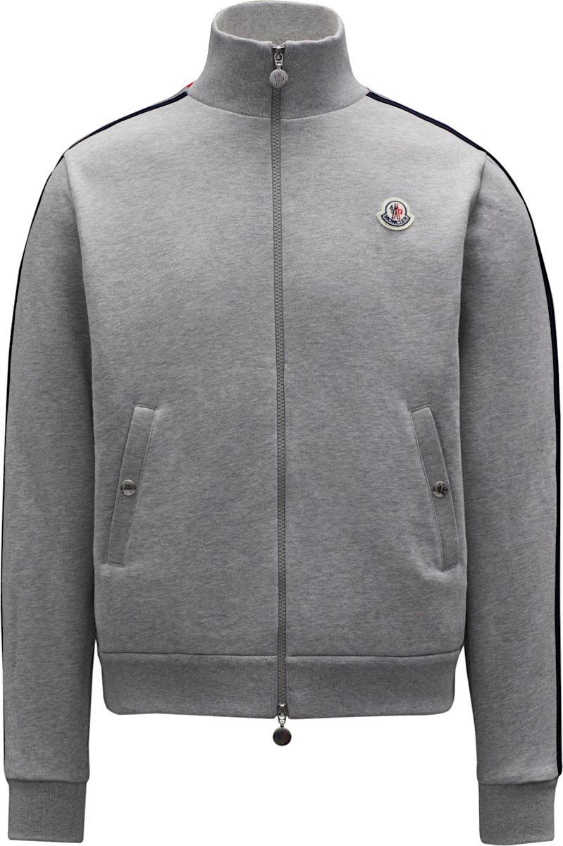 Moncler Grey & Tricolor-Stripe Track Jacket | INC STYLE