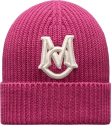 Moncler Hot Pink Monogram Logo Beanie