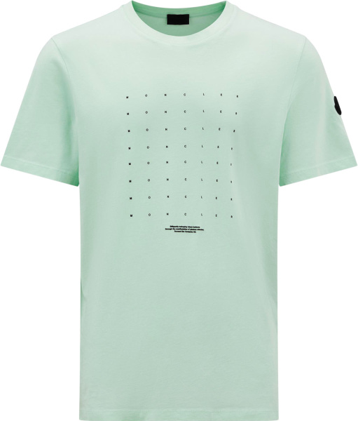 Moncler Light Green Logo Grid T Shirt H20918c00022829h8807
