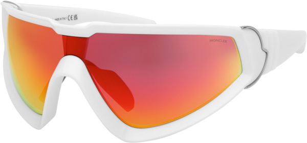 Moncler Lunettes White Sunburst Sport Wrap Sunglasses