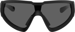 Moncler Matte Black Angular Mask Sunglasses