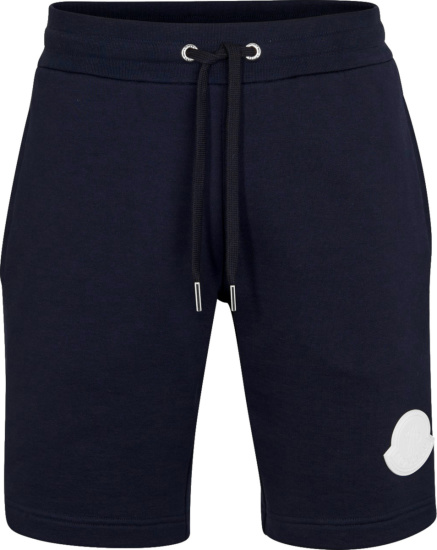 Moncler Navy And White Logo Patch Sweat Shorts