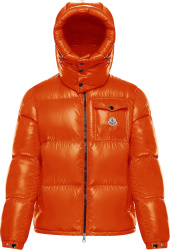 Moncler Orange Hooded Montbeliard Down Puffer Jacket