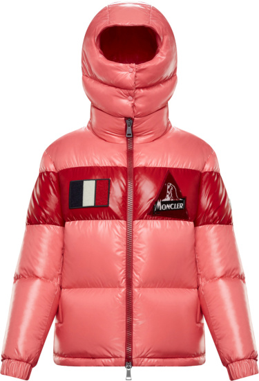Moncler Pink And Red Stripe Gary Puffer Jacket