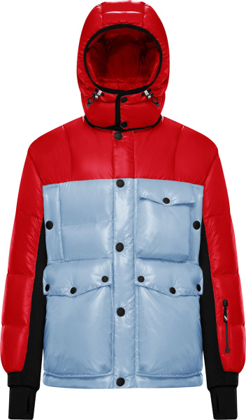 Moncler Red And Light Blue Roburent Down Puffer Jacket