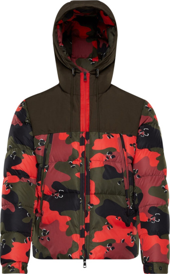 Moncler Red Camouflage Eymeric Puffer Jacket
