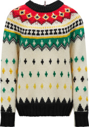 Moncler White And Multicolor Mountain Heritage Patterned Sweater
