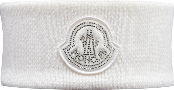 Moncler White Crystal Logo Headband H20933b00018m1131034