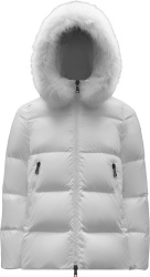 Moncler White Fur Hood Laiche Puffer Jacket