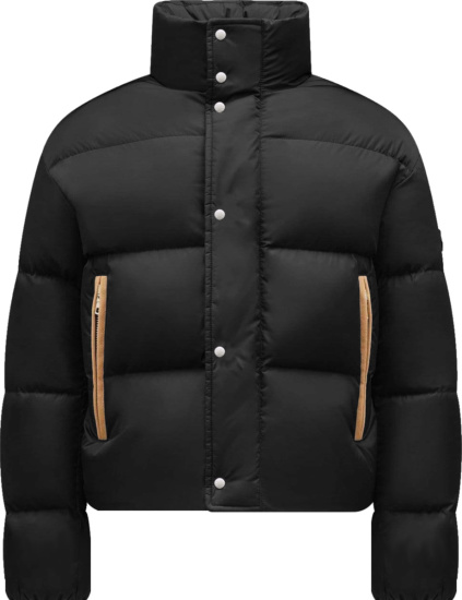 Moncler X Palm Angels Black And Beige Palm Tree Puffer Jacket